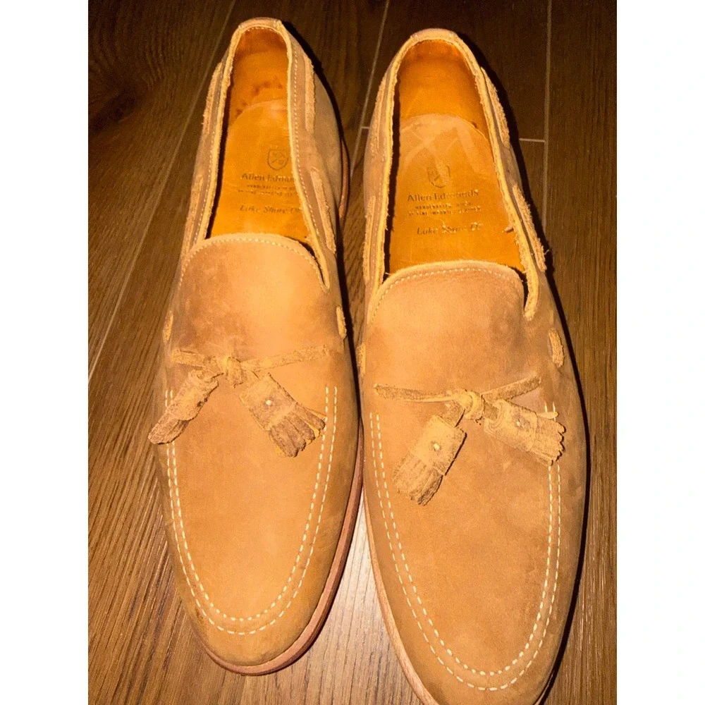 Allen Edmonds Lake Shore Drive Tan Leather Tassel Loafers Mens USA  10.5 D